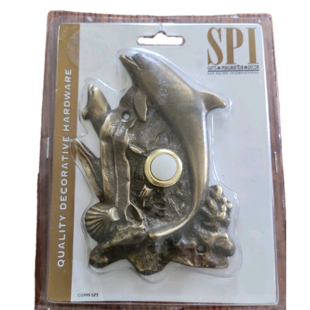 Dolphin + Sea Life Coastal Illuminated Doorbell Switch Solid Brass Faceplate SPI